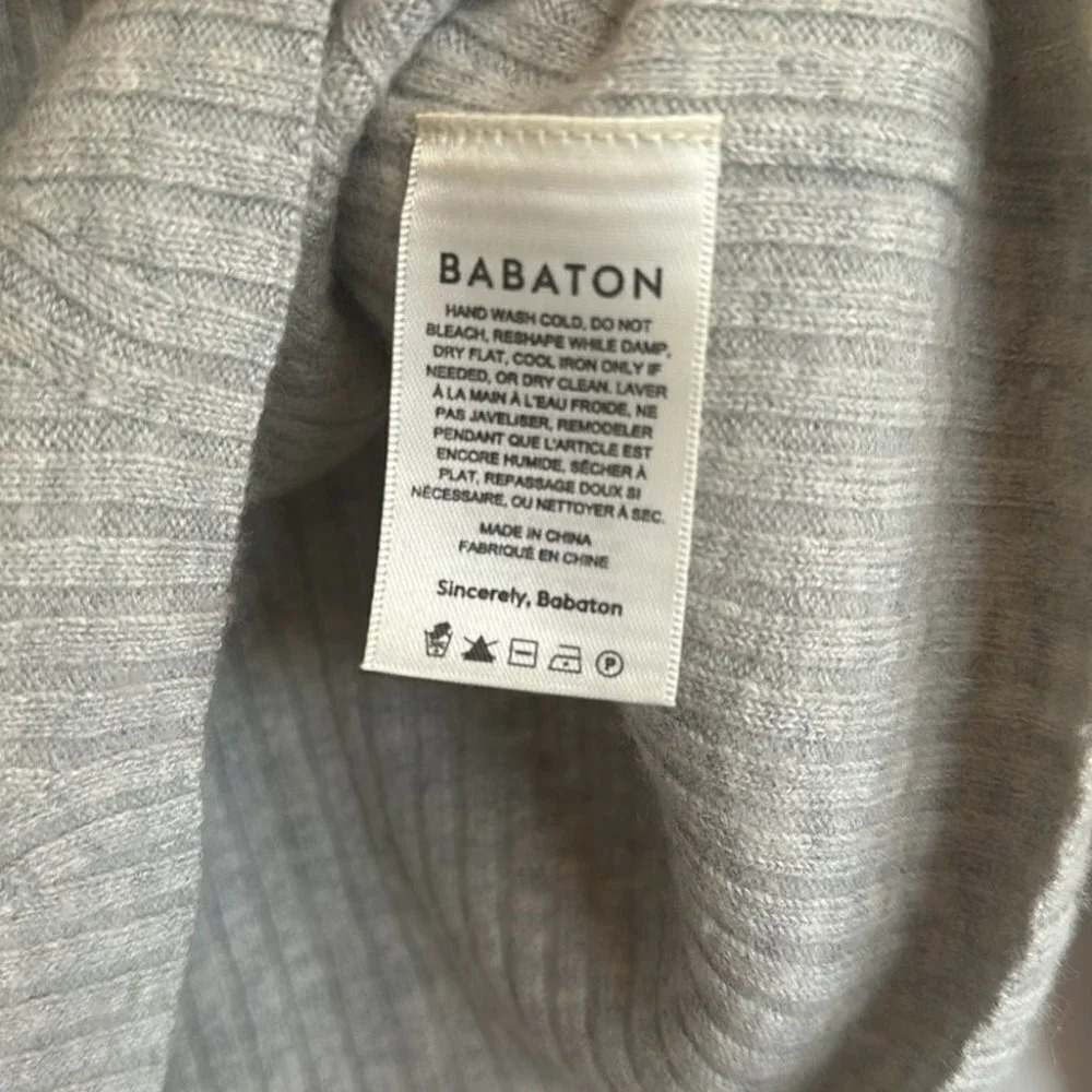 NEW Aritzia Babaton Nathaniel Cropped Crew Neck Sweater in Heather Grey | sz XS - Picture 4 of 5